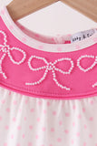 Pink bow pearl romper