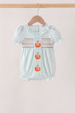 Sage pumpkin smocked gingham bubble