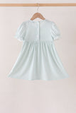Sage pumpkin smocked gingham dress