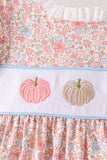 Pink Pumpkin Floral Embroidery Shorts Set
