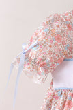 Pink Pumpkin Floral Embroidery Dress