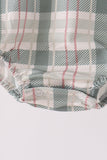 Green Pumpkin Embroidery Plaid Bubble