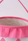 Pink Pumpkin Applique dot Ruffle Basket