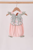 Pink pumpkin bow applique ruffle bubble
