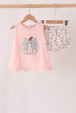 Pink pumpkin bow applique bloomer set