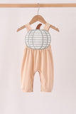 Khaki pumpkin applique romper