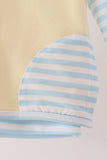 Blue airplane embroidery stripe vest set