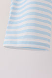 Blue airplane embroidery stripe pants set
