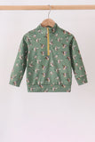 Green mallard zip pullover