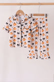 Bow pumpkin bamboo ruffle pajama set