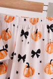 Bow pumpkin bamboo ruffle pajama set
