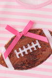 Pink football sequin stripe bloomer set