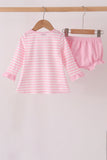Pink football sequin stripe bloomer set