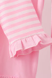 Pink football sequin stripe ruffle pants set