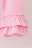Pink football sequin stripe ruffle pants set