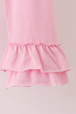 Pink football sequin stripe ruffle pants set