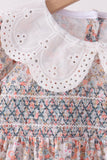 Floral smocked lace ruffle pants set