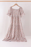 Floral print tiered mom dress
