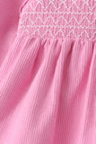 Pink corduroy lace smocked bloomer set