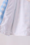 Blue bow embroidery gingham raincoat