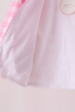 Pink floral embroidery gingham raincoat
