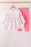 Pink Cowboy boots Smocked Pants Set