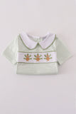 Sage turkey embroidery gingham pants set