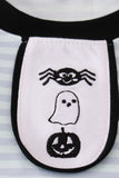 Blue Halloween spider embroidery stripe pants set