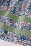 Blue floral pumpkin embroidery ruffle bloomer set