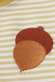Green pinecone embroidery stripe top
