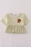 Pinecone embroidery stripe dress