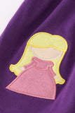 Purple halloween witch applique pants set