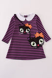 Purple halloween cat stripe dress 2pc set
