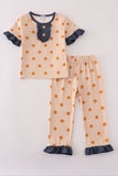 Khaki print ruffle pajamas set