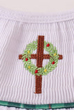 White wreath smocked dress
