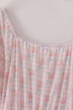 Pink floral print mom dress