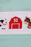 Red farm smocked pants set