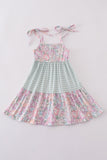 Garden gingham mom&me tiered dress