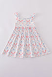 Blue bow lattice print mom&me dress