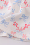 Blue bow lattice print mom&me dress