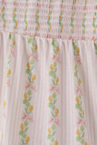 Pink lemon print bow smocked tiered mom&me dress