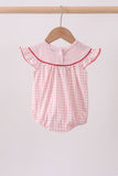 Pink strawberry embroidery gingham bubble