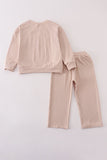 Cream MINI french knot pants set