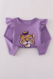 Purple LSU applique bow skorts set