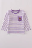 Purple LSU embroidery stripe top