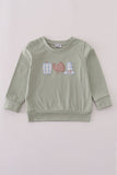 Sage pumpkin turkey applique top