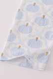 Blue pumpkin embroidery pants set