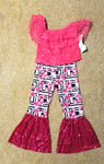 Hot Pink Lace Swing Top & Sequin Bell Pants *Clearance