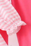 Pink Stripe Princess Embroidery Ruffle Pants Set