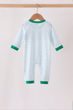 Blue Plaid Gingerbread Embroidery Romper